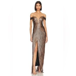 NWT Maria Lucia Hohan Tia Gown in Carbon Gold